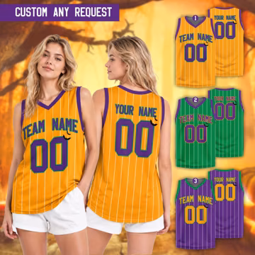 Personalized Color Halloween Basketball Jersey, Custom Name Number Spooky Bats Pinstripe Shirt, Spooky Team Game Day Party Tank Outfit Gift