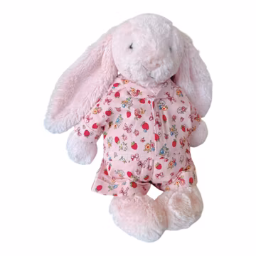 Strawberry Jellycat Pajamas, Jellycat Clothing, Handmade Dress For Jellycat Bunnies, Bunny Dolls Outfits With Multiple Sizes, Christmas Gift