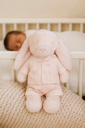 Pink Rose Jellycat Pajamas With Sleep Mask, Jellycat Clothing, Handmade Dress For Jellycat Bunnies, Bunny Dolls Outfits With Multiple Sizes