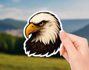 Bald Eagle Head Sticker – Patriotic Eagle Art, American Symbol Vinyl Decal, Wildlife Bird Illustration