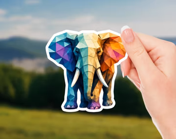 Colorful Geometric Elephant Sticker, Polygon Elephant Decal, Modern Animal Art, Low Poly Elephant Vinyl Sticker