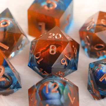 Dnd dragon liquid core dice set, Sharp Edge DND Dice, Handmade Epoxy Resin Dice, Dice Set, D20 Dice Set, D&D Dice Set, rpg dice set