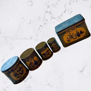 Vintage Child's Miniature Wolverine Delft Canister Set / Mixed Media / Art Doll