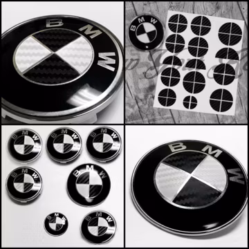Black & White CARBON Decals for BMW Badge, Roundel Inserts, Badge Stickers Wrap Overlays for All Bmw Models Series 1 2 3 4 5 6 7 8 X Z M