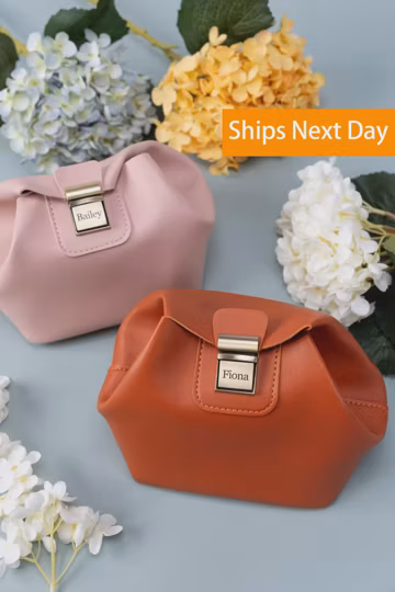 Personalized Clutch-Tuck Lock Makeup Bag-Cosmetic Pouch-Travel Organizer-Cosmetic Storage Organizer-Bridesmaid Gifts-Gift for Her-11 Colors