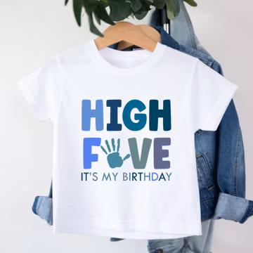 Hi 5 Birthday T-shirt, Boys 5th Birthday Tshirt, 5th Birthday Outfit, 5 Hand Fifth Birthday Shirt, Birthday Boy 5th Birthday Party Shirt