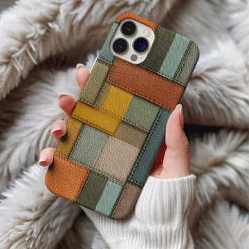 Leather Patchwork Phone Case, Retro iPhone 17 Plus Pro Max Case, Vintage Fall Samsung Galaxy S25 Ultra Phone Case, Tough Google Pixel 9 Case