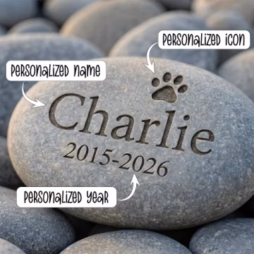 Personalized Pet Memorial River Rock | Engraved Dog Remembrance Stone
