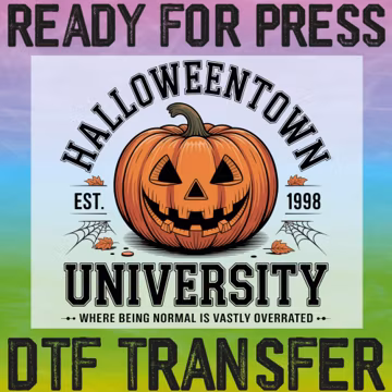 Halloween Town Est 1998 DTF Ready To Press, Retro Halloween Pumpkin Heat Transfers, Spooky