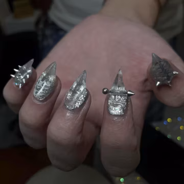 Dragon Claw Press On Nails, Vampire Fangs, Acrylic Gothic Style