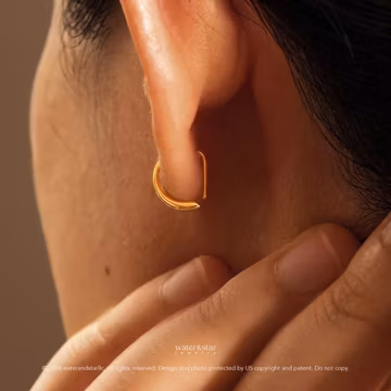 D Shape Sleeper Earrings | Small Gold Earring Stack | Dainty Helix & Cartilage Open Hoops | Everyday nap earring | Sterling Silver threader