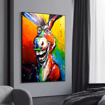 Colorful Donkey Canvas – Vibrant and Playful Art for Brightening Home Decor and Fun Gift Ideas