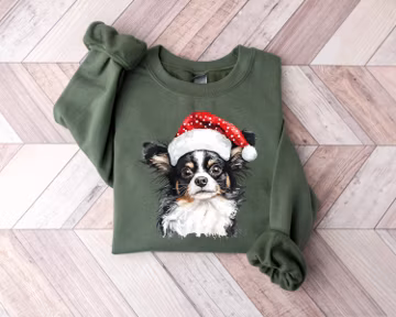 Papillon Dog Christmas Sweatshirt, Santa Papillon Dog Christmas Shirt, Dog Mom Christmas Sweater, Papillon Dog Lover Christmas Gifts