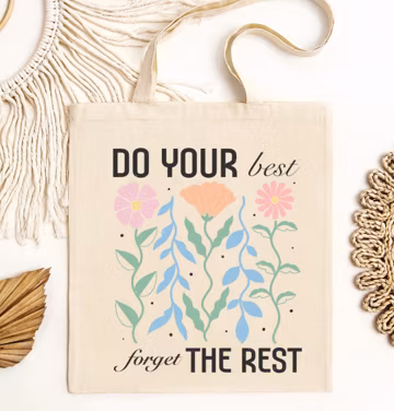 Floral Boho Recycled Cotton Canvas Tote Bag