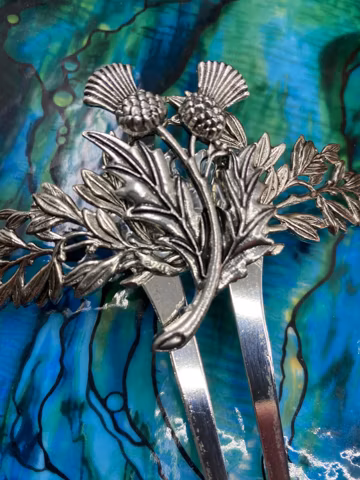 Scottish Thistle Hair Comb: Antique Silver Wedding Hair Accessory