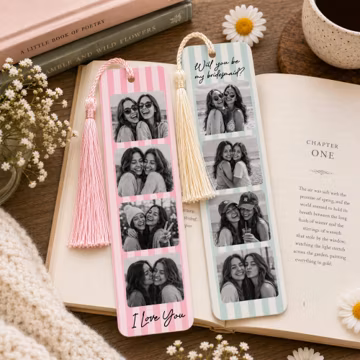 Personalized Best Friend Photo Bookmark, Custom Acrylic Bookmark with Tassel and Text, Friendship Photo Collage, Bridesmaid Gift,Reader Gift