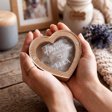 Personalized Pet Hair Keepsake Box for Dog or Cat Fur Memorial Gift