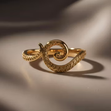 Sterling Silver Octopus Tentacle Ring, 14K Gold Vermeil Spiral Band, Nautical Sea Life Jewelry