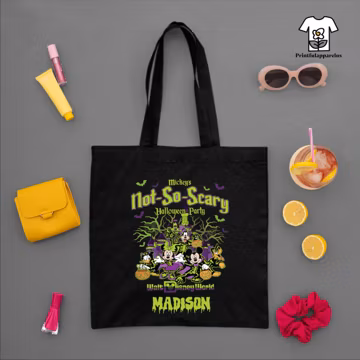 Custom Mickey and Friends Halloween Tote Bag,Mickey's Not So Scary Tote Bag,Disney Halloween Tote Bag,Trick or Treat Bag,Spooky Season Tote