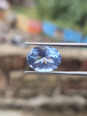 8.60 Ct Blue Sapphire Oval Cut Loose Gemstone | 14.2x11x7.7 mm Faceted Blue Sapphire | Lab Created Stone for Ring, Pendant & Jewelry Making