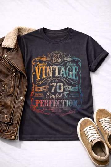 Vintage 70th Birthday Shirt 1956 Limited Edition Tee, Retro 70 Years Old Gift, Aged to Perfection Unisex T Shirt, 70th Birthday gift