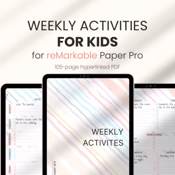 reMarkable 2 Kids Weekly Planner, Remarkable Pro Children Templates, Kids Chore Chart, Digital Activity Planner, eInk Kids