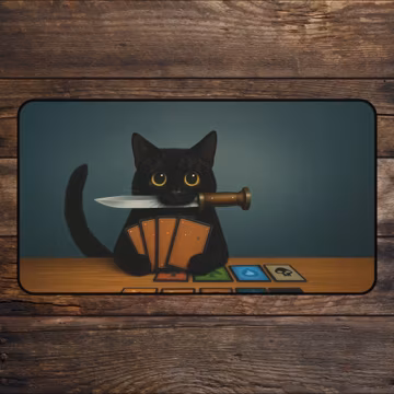 Black Cat Rogue MTG Playmat Funny Assassin TCG Playmate | Deskmat and Mousepad | Accessories for MTG Proxy