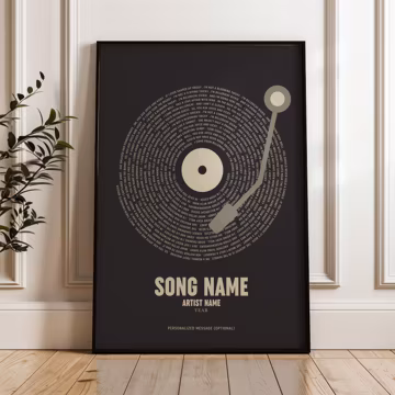 Custom Song Lyrics Vinyl Record Print, Anniversary Gift (Digital Download)