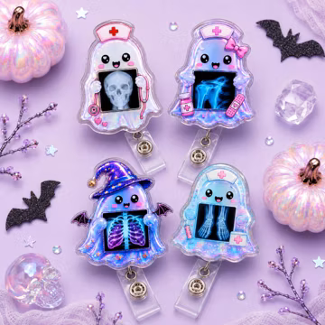 Ghost Xray Badge Reel, Halloween Nurse Badge Holder, Cute Radiology Tech Gift, Xray Student Badge Reel, Spooky Retractable Badge