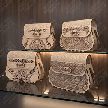 4 Clutch Bag Laser Cut SVG Wooden Purse Floral Handbag