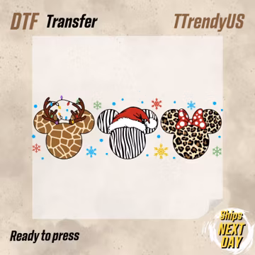 Disney Animal Safari Kingdom DTF Transfer: Mickey Head Cheetah Print, Leopard Disney Heat Press Design, Family Vacation Iron On Transfer