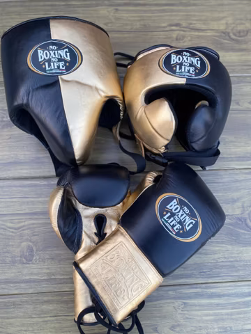 Premium Leather Boxing Set | Custom Boxing Gloves, Headgear Groin Guard | Sparring & Training Equipment