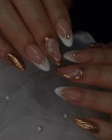 Birthday gift Nails,Handmade French Tip Nails, Cross Fake Nails for Girl Gift,3D nails,press on nails,Almond nails, Flower Almond Nails