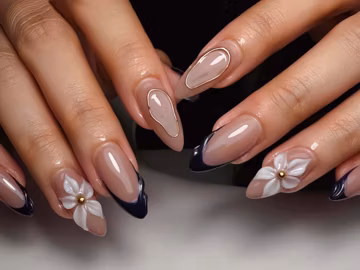 Stylish brown nails,Custom Hand painted Acrylic Nail,3D Press On Nail,Butterfly Nails,Blossom French Press On Nails,Ombre Nail Art,Girl gift