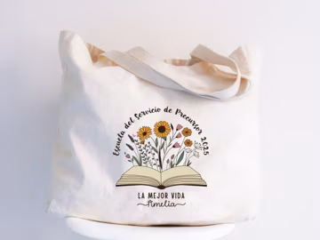 JW Escuela de Precursores Gift, Custom JW Baptism 2026 Tote Bag, Floral Book Design, pioneer gifts spanish