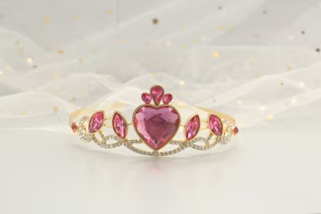 Beautiful pink princess tiara acrylic diamond pink heart crown shiny rhinestone princess crown party dress up hair accessories