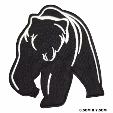 Black Bear Logo Embroidery Patch: Iron On Applique