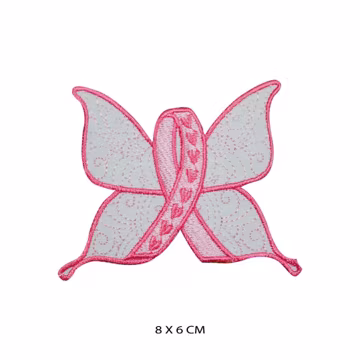 Cancer Awareness Butterfly Ribbon Logo Iron/Sew On Patch Badge Embroidered Applique For Clothes