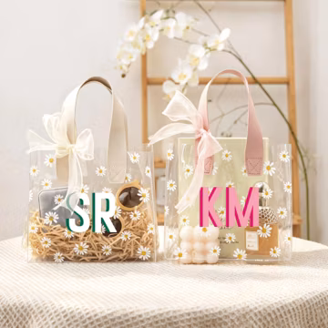 Personalized Daisy Flower Girl Handbag, Bridesmaid Beach Wedding Gift Bag