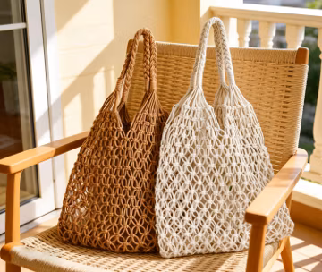 Personalized Macrame Cotton Beach Tote Bag, Bridesmaid Summer Vacation Gift