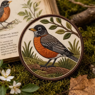 Custom embroidered robin patch iron-on bird wildlife nature patch badge