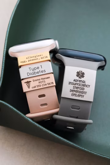 Medical ID Watch Charm - Apple Watch Medical Alert, Personalized Medical Bracelet Tag, Emergency ID Charm, Engraved Medical Info, Watch MXE2