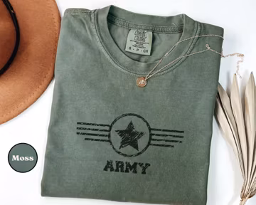 Comfort Colors® Army Star Vintage Military T-Shirt Army Aesthetic Graphic Tee Gift for Soldier Patriotic Shirt Veterans Day Gift Tee