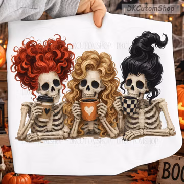 Skeleton Witches PNG, Fall Skeleton Png, Halloween Coffee Png, Witch Sisters Png, Spooky Season Png, Halloween Png, Digital Download