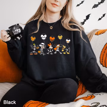 Disney Friends Halloween Sweatshirt, Disney Halloween Hoodie, Mickey Minnie Donald Daisy Pluto Goofy Halloween Sweatshirt 241662