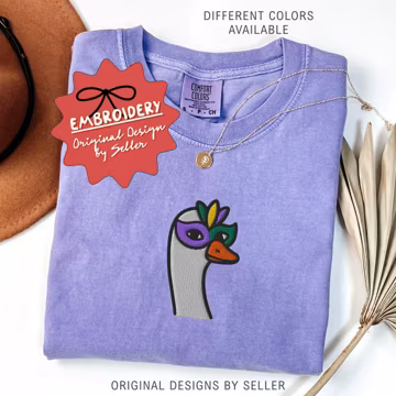 Embroidered Funny Mardi Gras Goose Shirt