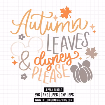 1559 - Disneey Autumn season pack bundle SVG, EPS, PNG - Disneey fall colors, flowers, nature, seasonal Disneyy autumn leaves Clipart Vector