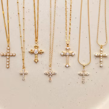 Minimalist Cross Necklace,Gold Dainty Cross Necklace,Diamond Cross Necklace,Pearl Cross Necklace,Crystal Cross,Christian Gifts,Baptism Gifts
