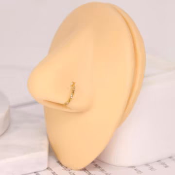 16G White CZ Diagonal Pattern Open Nose Ring Septum Piercing 316L Surgical Steel Silver Gold Cartilage Helix Tragus Daith Conch Earring