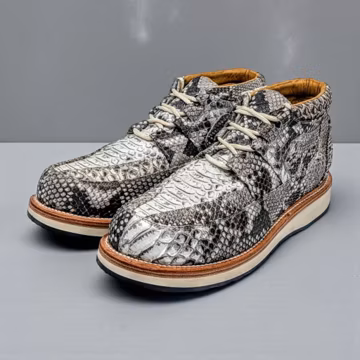 Snakeskin Leather Chukka Boots, Goodyear Welt Leather